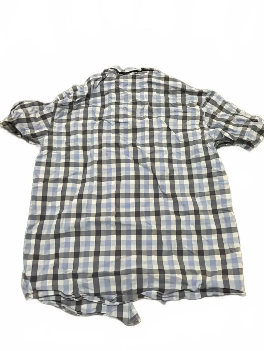 Gap Kids Boys Large Blue and Gray Plaid Short Sleeve Shirt